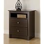 Fremont 2 Drawer Tall Night Table with Open Shelf - Browm