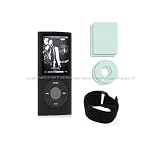 DreamBargains Premium iPod Nano 4G 4th Generation Silicone Sleeve Case - Black + Screen & Click Wheel Protective Film + Adjustable Sport Armband - Black