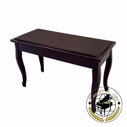 Cameron & Sons CS-10 EBSA-QA Piano Bench, Curved Legs With Music Storage, Padded Top (Black)