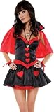  : Sexy Womens Adult Queen of Hearts Costume Black Dress Alice in Wonderland Fairytale Villain Outfit