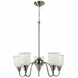 Martha Stewart RCMS130/5-102 Schoolhouse 5-Light Chandelier with Gloss Milk Glass Shades, Polished Nickel