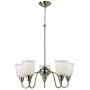 Martha Stewart RCMS130/5-102 Schoolhouse 5-Light Chandelier with Gloss Milk Glass Shades, Polished Nickel