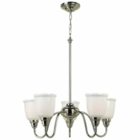 Martha Stewart RCMS130 5-102 Schoolhouse 5-Light Chandelier with Gloss Milk Glass Shades,... by Martha Stewart Lighting