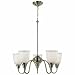 Martha Stewart RCMS130/5-102 Schoolhouse 5-Light Chandelier with Gloss Milk Glass Shades, Polished Nickel