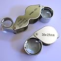SE 2pcs Jewelers Eye Loupe 30x Loupe + Dual 10X-20X