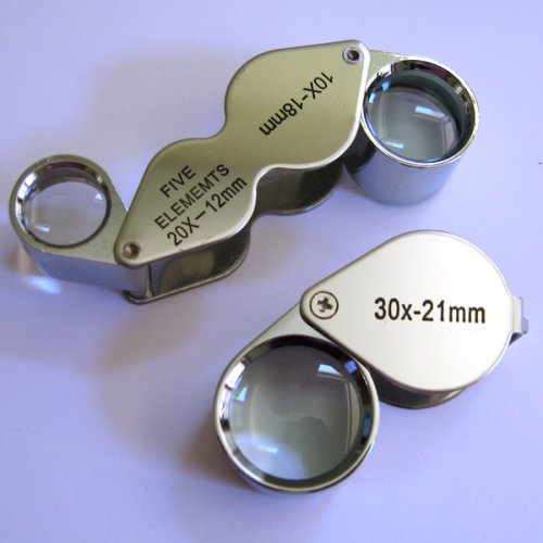 SE 2pcs Jewelers Eye Loupe 30x Loupe + Dual 10X-20X