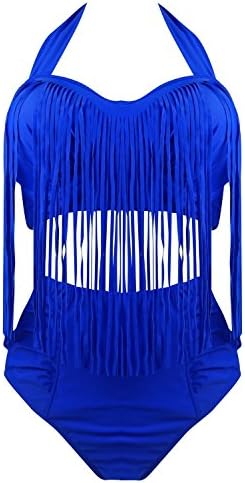 Hotsell Sexy Cocoship Plus Size Fringe Retro High Waist Bikini Vintage Swimwear Swimsuit Darkblue(Fast Ship)Xl(Us10-12) Charming