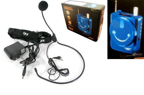 QFX Super Loud Speaker Portable PA System MP3 USB/MicroSD/FM Scan Radio Player Blue