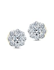 Diamond (0.87 Ct, GH-VVS), 18 Kt Yellow Gold Classic Nine-Stone Diamond Studs