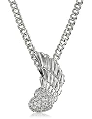 King Baby 18" Curb Link Chain with Winged Heart Pave Cubic Zirconia and Sterling Silver Pendant Necklace
