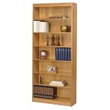 Safco 7-Shelf Reinforced Square-Edge Veneer Bookcase, Light Oak