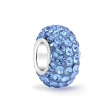 Bling Jewelry .925 Sterling Silver Blue Topaz Color Swarovski Crystal Bead Compatible with Pandora Bead Charm