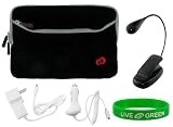 Young Micro Ultimate Combo Kit - Dual-Pocket Neoprene Sleeve Case, Book Light, Car and Travel-Wall Chargers for Barnes & Noble nook E-Reader Reading Device (nook NOT Included)
