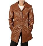 Ladies Tie-Belt 3/4 Antique Tan Leather Trench Coat
