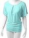 NINEXIS Womens Short Sleeve Round Neck Batwing Dolman Top with Shirred Sides (S-3XL)
