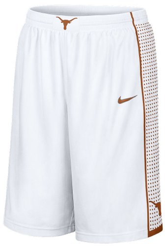 Texas Longhorns White Screen Printed College Replica Basketball Shorts By Nike (M=33-34)