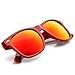 zeroUV Retro Bright Horn Rimmed Sunglasses with Colorful Mirrored Lenses - UV400 (Red)