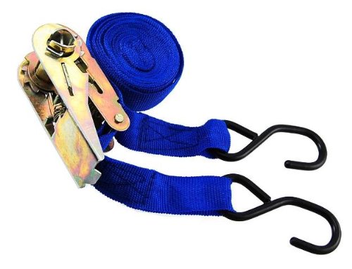 1 X 15' Ratchet Tie Down Strap - Galvanized Steel Ratchet - PVC Coated Hooks