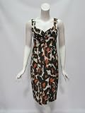 Zac Posen womens ocelot fold pleated bust silk dress