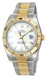 Rolex Datejust White Index Dial 18k Yellow Gold Turn-o-Graph Bezel Oyster Bracelet Mens Watch 116263WSO