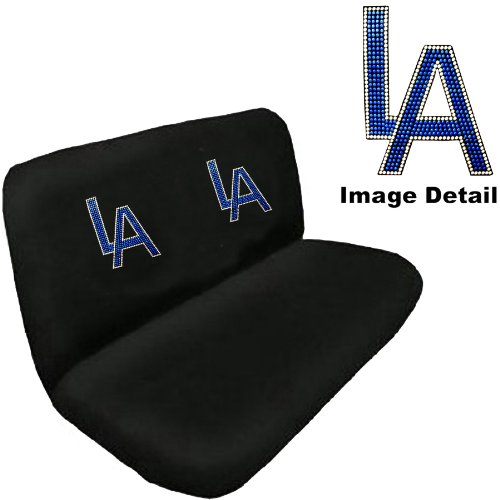 LA Sign Los Angeles Blue Gem Crystal Studded Rhinestone Bling Car Truck SUV Rear Bench Seat Cover