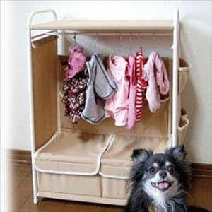 【クリックで詳細表示】組立式ペット用ハンガーラック(モカブラウン) ペット用クローゼットハンガー PT-HG01