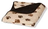 Sherpa Fleece Beige Brown Paw Dog Blanket Medium