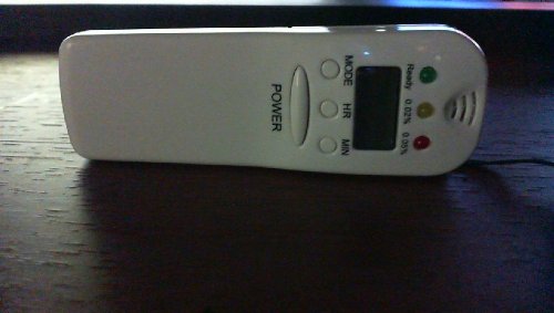 Alert, Alcohol Breathalyzer Tester, LCD Display, Wrist Strap, (CE) (White)