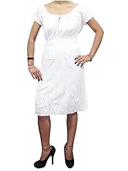 Sexy Cotton Cap Sleeves Shirred Vintage Peasant Dress 