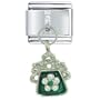 Rhinetone Flower Purse Green Dangle Italian Charms