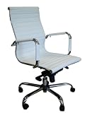 White Leatherette Mid-Back Adjustable Office Desk Chairs FY980WE