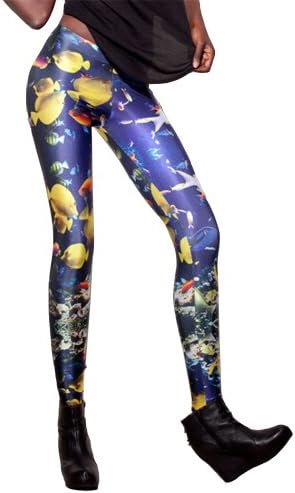 Yikanul Women's Fashion Digital Print Aquarium Pattern Sexy Leggings