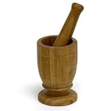 IMUSA USA Bamboo Mortar and Pestle, Small, Natural