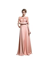 Floor Length Polyester/Silk/Spandex Cap Sleeves Sleeveless Beaded Round Neck Evening Dress/Prom Dress 