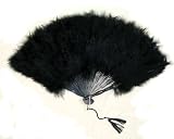 Large Black Feather Hand Fan New