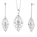 Jewelry : Daring and Striking Oval Shape White Cubic Zirconia Pendant Earrings Set in Sterling Silver