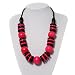 Chunky Beaded Cotton Cord Necklace (Bright Pink & Black)