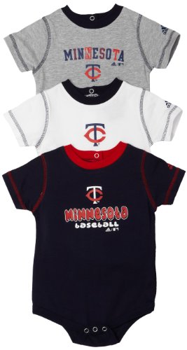 MLB Unisex Infant/Toddler Minnesota Twins 3-Piece Body Suit Set, White/Ash, Medium