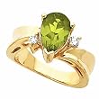 14K Yellow Gold Peridot and Diamond Ring