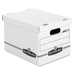 Bankers Box 0070308 Stor/file storage box, lift-off lid, letter/legal, 12x10x15, white, 4/ct