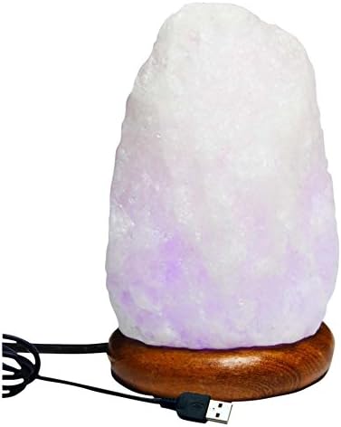 Mountain Gold USB-Lamp, White, Natural Himalayan Halite Crystal Rock Approximately 3.5-4-Inch Tall, 600g-Powered by USB Cord from Computer or Laptop