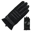 Men's Triple Stripe Leather Driving Gloves - Black
