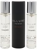 Allure Homme Sport by Chanel for Men 3 x 0.7 oz Eau de Toilette Travel Spray and 2 Refills