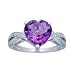 10k White Gold Amethyst and Diamond Ladies Heart Ring, Size 7