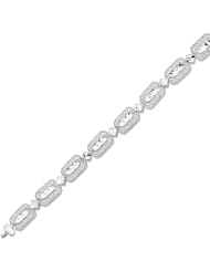 14K White Gold 7.25" 7.75mm Diamond Cut Alternate Rectangular Like And Diamond Shape With Design Filigree Bracelet With Lobster Clasp