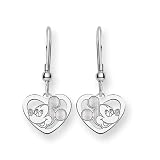 Sterling Silver Disney Mickey Heart Dangle Wire Earrings