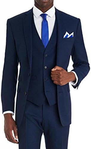 AMORSTORE Men's Slim Fit 2 Button Notch Lapel 3 Piece Suits Bright Navy