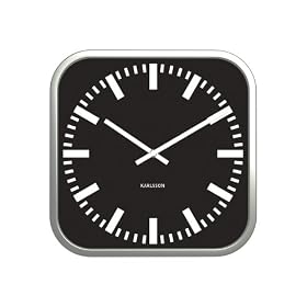 Karlsson Wall Clock Station Square, Steel Polished, Black
