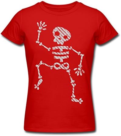 Wome's Cotton Fun Skeleton Pattern Red Customize T-shirt Medium
