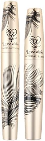AWEN Love Alpha Black Long Curling Eye Lashes Transplanting Gel & Natural Fiber Mascara Set Eyelash Mascara (Feather Case)